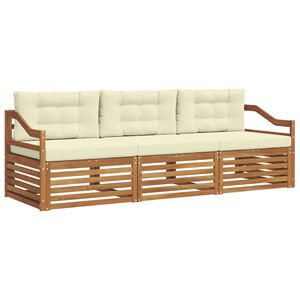 vidaXL Outdoor-Sofagarnitur 3 stk. Natur und Creme