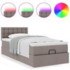vidaXL Ottoman-Bett mit Matratze & LEDs Taupe 80x200 cm Stoff