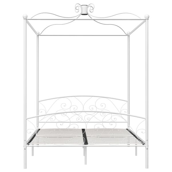 vidaXL Himmelbett-Gestell Wei&szlig; Metall 160 x 200 cm