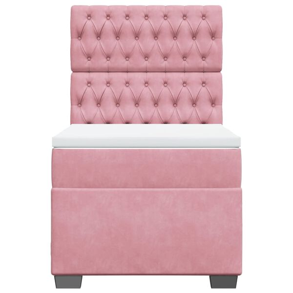 vidaXL Boxspringbett mit Matratze Rosa 80x200 cm Samt