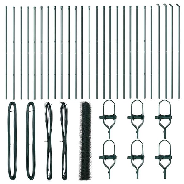 vidaXL Zaunpfosten Grün 50 x 1,4 m (36 mm Netz) Stahl und PVC