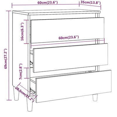 vidaXL Sideboard Braun Eiche-Optik 60x35x69 cm Holzwerkstoff