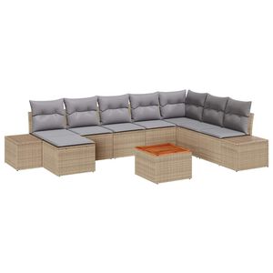 vidaXL Garten-Sofa-Set 9 pcs Beige und Hellgrau