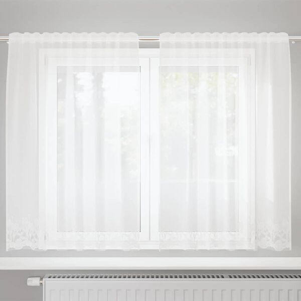 vidaXL Spitzenvorhang mit Vorh&auml;ngen Floral Wei&szlig; 180 x 150 cm Polyester