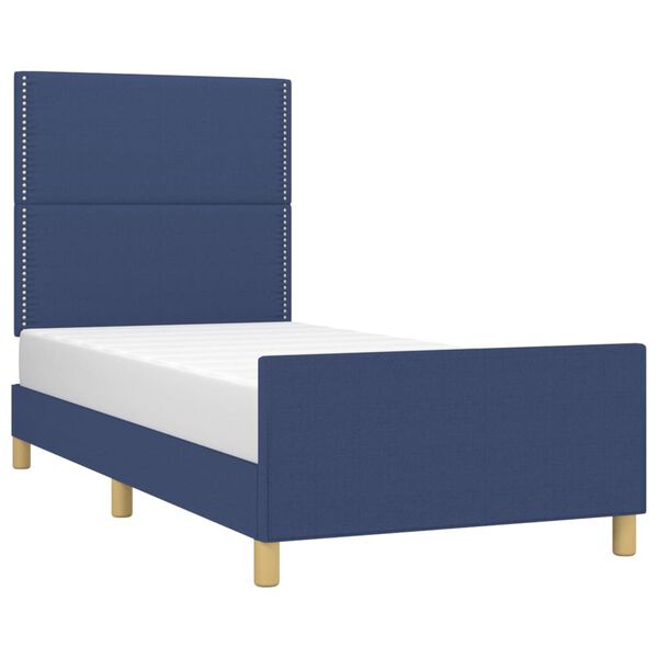 vidaXL Bettgestell ohne Matratze Blau 90x200 cm Stoff