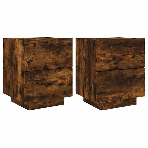 vidaXL Nachttische mit LED-Leuchten 2 Stk. R&auml;uchereiche Holzwerkstoff