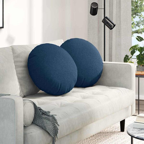 vidaXL Sitzkissen 2 pcs Blau &Oslash;50 x 19 cm Stoff