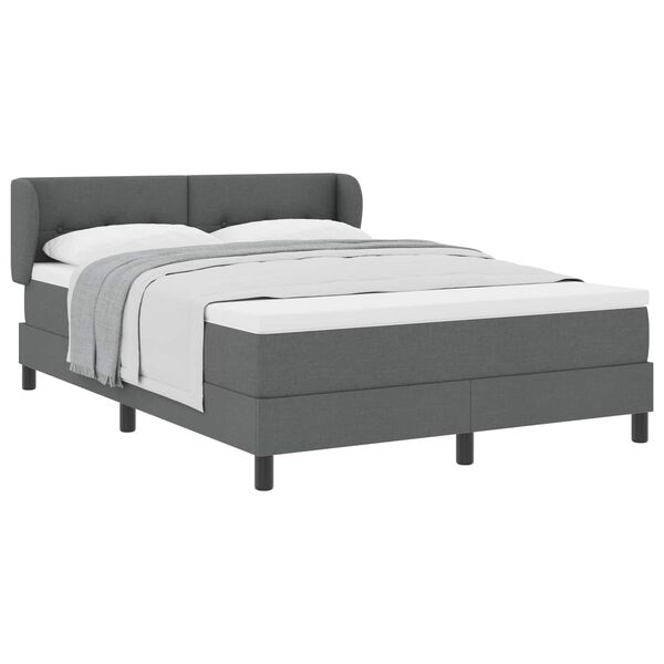 vidaXL Boxspringbett mit Matratze Dunkelgrau 140 x 200 cm Stoff