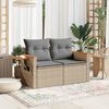 vidaXL Gartensofa mit Kissen 2-Sitzer Beige Poly Rattan