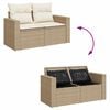 vidaXL 11-tlg. Garten-Sofagarnitur mit Kissen Beige Poly Rattan