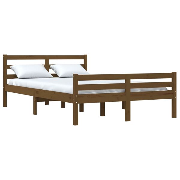 vidaXL Massivholzbett Honigbraun 120x190 cm