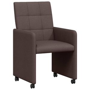 vidaXL Esszimmerst&uuml;hle mit Rollen 2 stk. Stoff Dunkelbraun