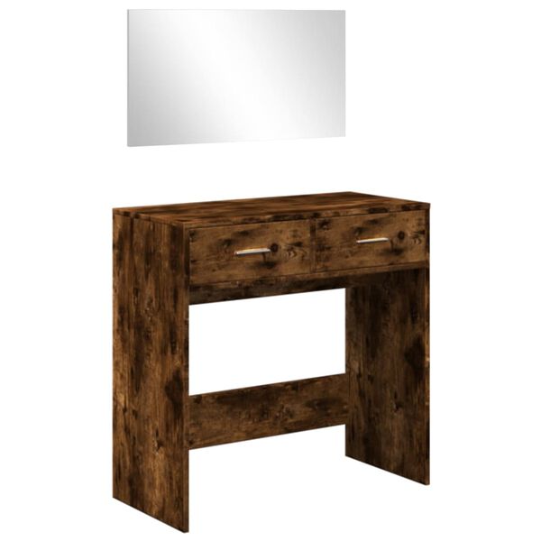 vidaXL Schminktisch mit Spiegel R&auml;uchereiche 80x39x80 cm