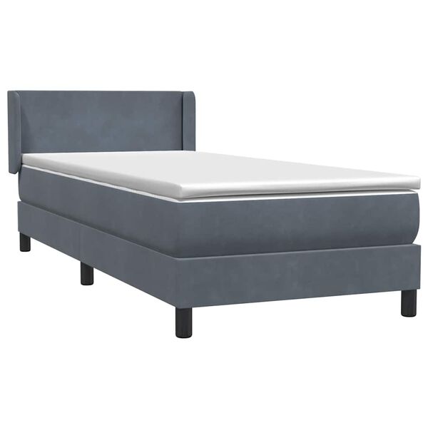 vidaXL Boxspringbett mit Matratze Dunkelgrau 80x220 cm Samt