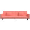 vidaXL Schlafsofa 2-Sitzer mit 2 Kissen Rosa Samt