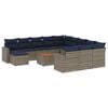 vidaXL 13-teiliges Gartensofa-Set mit Kissen, grau, Polyrattan