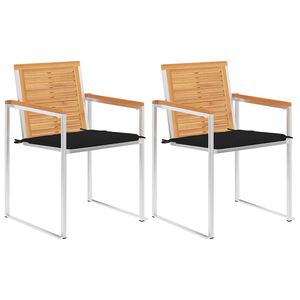 vidaXL Gartenst&uuml;hle mit Kissen 2 Stk. Massivholz Teak und Stahl