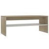 vidaXL Couchtisch Wei&szlig; und Sonoma-Eiche 100x40x40 cm Holzwerkstoff