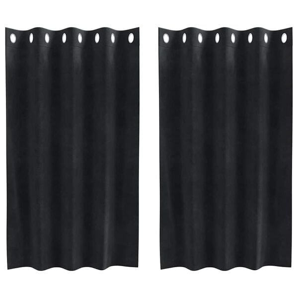 vidaXL Verdunkelungsvorhänge 2 pcs Schwarz 140 x 140 cm Samt