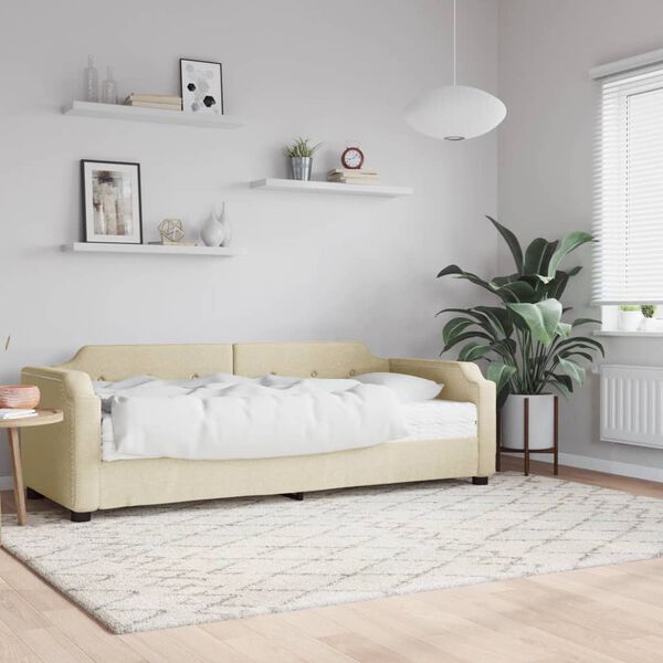 vidaXL Tagesbett mit Matratze Creme 100x200 cm Stoff