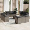 vidaXL 13-tlg. Garten-Sofagarnitur mit Kissen Grau Poly Rattan