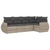 vidaXL 5-tlg. Garten-Sofagarnitur mit Kissen Hellgrau Poly Rattan