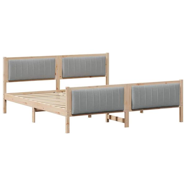 vidaXL Bettgestell Braun und hellgrau 180 x 200 cm Massivholz Kiefer
