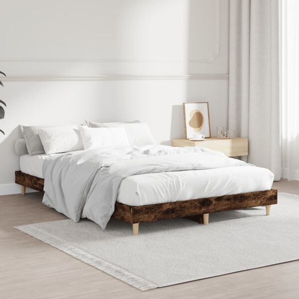 vidaXL Bettgestell ohne Matratze R&auml;uchereiche 120x190 cm Holzwerkstoff