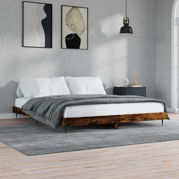 vidaXL Bettgestell ohne Matratze R&auml;uchereiche 150x200 cm Holzwerkstoff