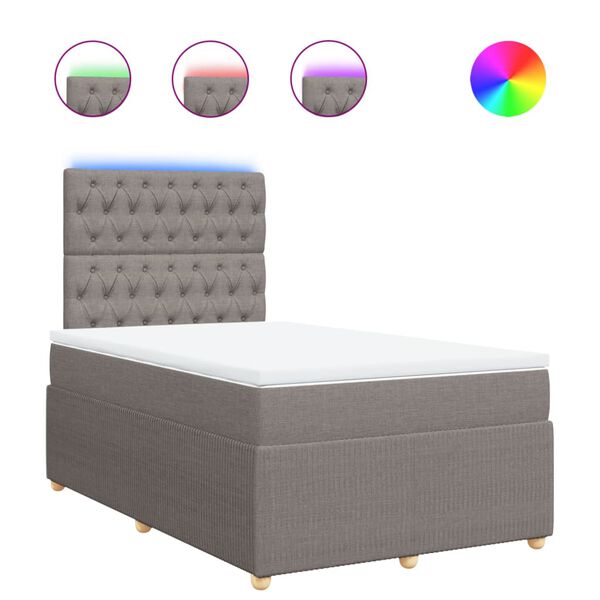 vidaXL Boxspringbett mit Matratze Taupe 120x190 cm Stoff