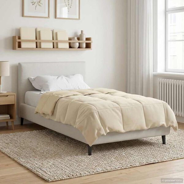 vidaXL Sommerdecke Gepolstert Creme 135 x 220 cm Mikrofaser
