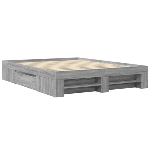 vidaXL Bettgestell ohne Matratze Grau Sonoma 160x200 cm Holzwerkstoff