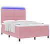 vidaXL LED Boxspringbett mit Matratze Rosa 140 x 200 cm Stoff