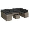 vidaXL 10-tlg. Garten-Sofagarnitur mit Kissen Grau Poly Rattan