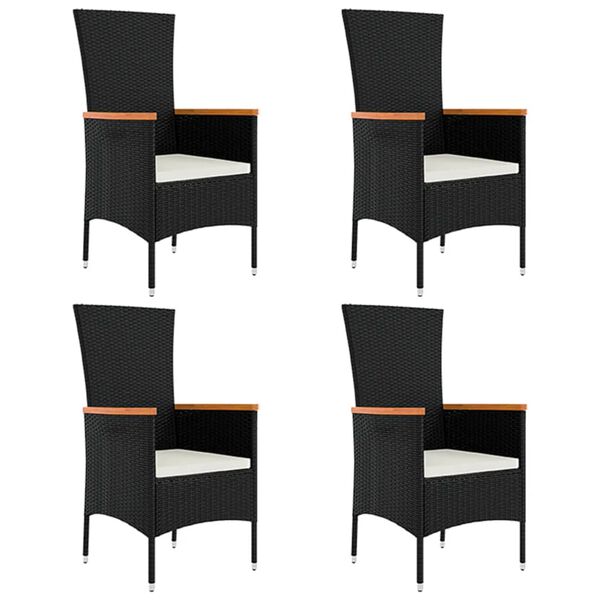 vidaXL 5-tlg. Garten-Essgruppe mit Kissen Schwarz Poly Rattan