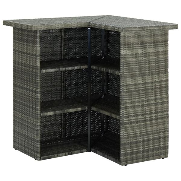 vidaXL 16-tlg. Gartenbar-Set mit Kissen Poly Rattan Grau