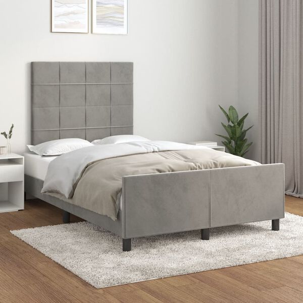 vidaXL Bettgestell ohne Matratze Hellgrau 120x190 cm Samt