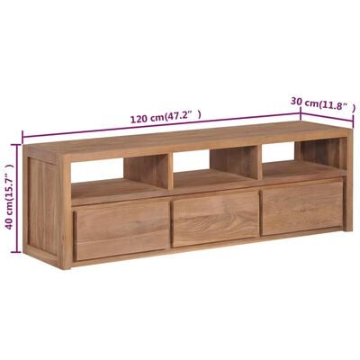 vidaXL TV-Schrank Massivholz Teak Natur 120×30×40 cm