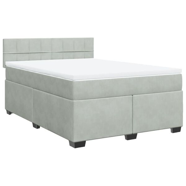 vidaXL Boxspringbett mit Matratze Hellgrau 140x190 cm Samt