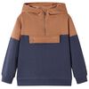 Kinder-Kapuzenpullover mit Halbem Rei&szlig;verschluss Anthrazit Cognac 116