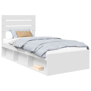 vidaXL Bettrahmen mit Kopfteil Wei&szlig; 100 x 200 cm Massives Kiefernholz
