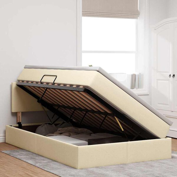 vidaXL Aufbewahrungsbett mit Matratze Creme 120 x 200 cm Holzwerkstoff