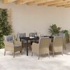vidaXL Garten Essgruppe mit Kissen 7 pcs Beige Poly-Rattan