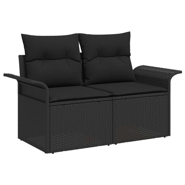 vidaXL Garten-Sofa-Set mit Speicher 10 pcs Schwarz Poly Rattan