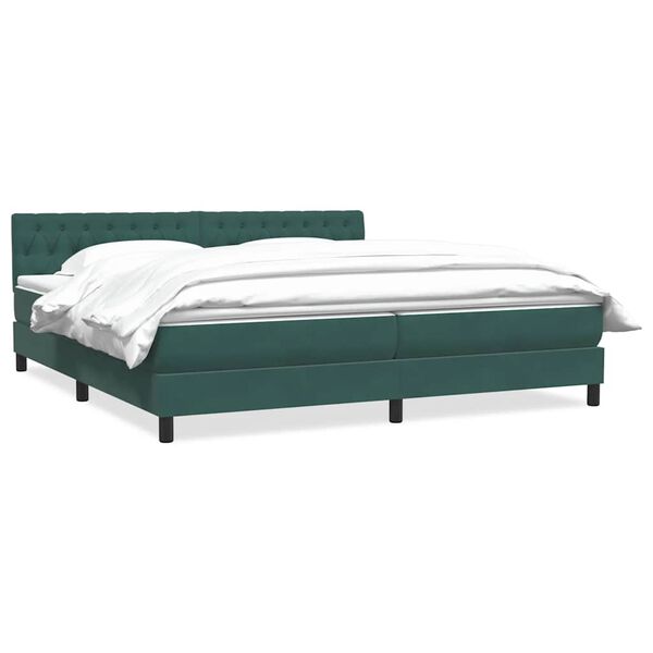 vidaXL Boxspringbett mit Matratze Dunkelgr&uuml;n 200x210 cm Samt