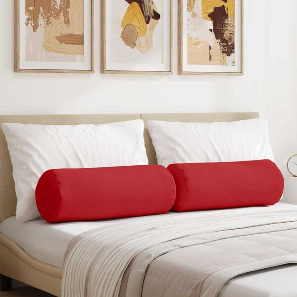 vidaXL Bolsterkissen 2 St&uuml;ck Rot &Oslash; 25 x 70 cm Stoff