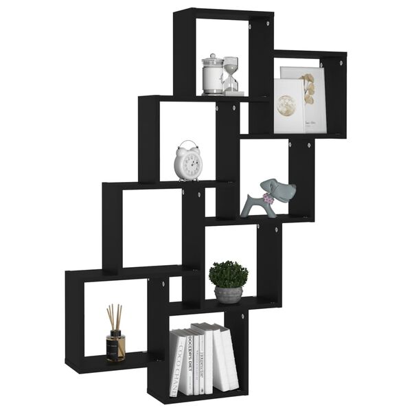 vidaXL W&uuml;rfelregal Schwarz 90x15x119 cm Holzwerkstoff