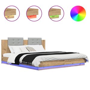 vidaXL Bettgestell mit Kopfteil Artisan-Eiche 200 x 200 cm