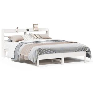 vidaXL Massivholzbett ohne Matratze Wei&szlig; 160x200 Kiefernholz