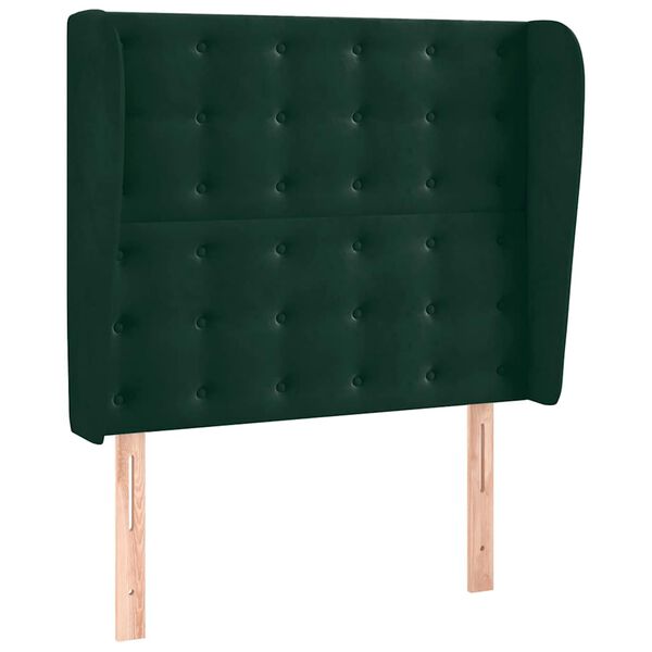 vidaXL Kopfteil mit Ohren Dunkelgr&uuml;n 103x23x118/128 cm Samt